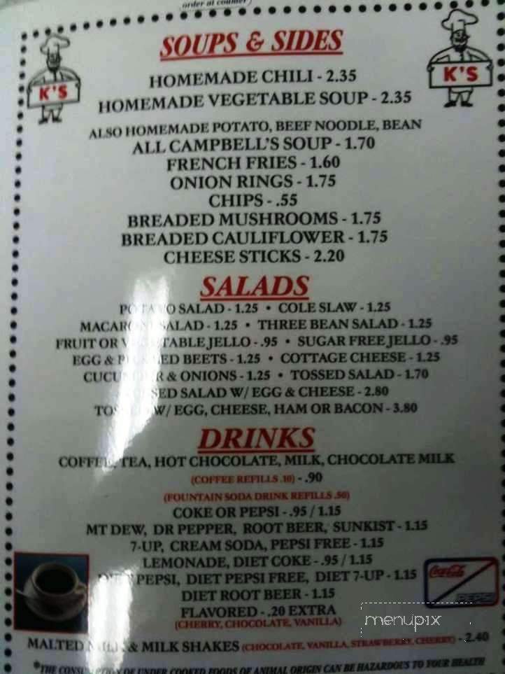 K's Hamburger Shop - Troy, OH menu_pic