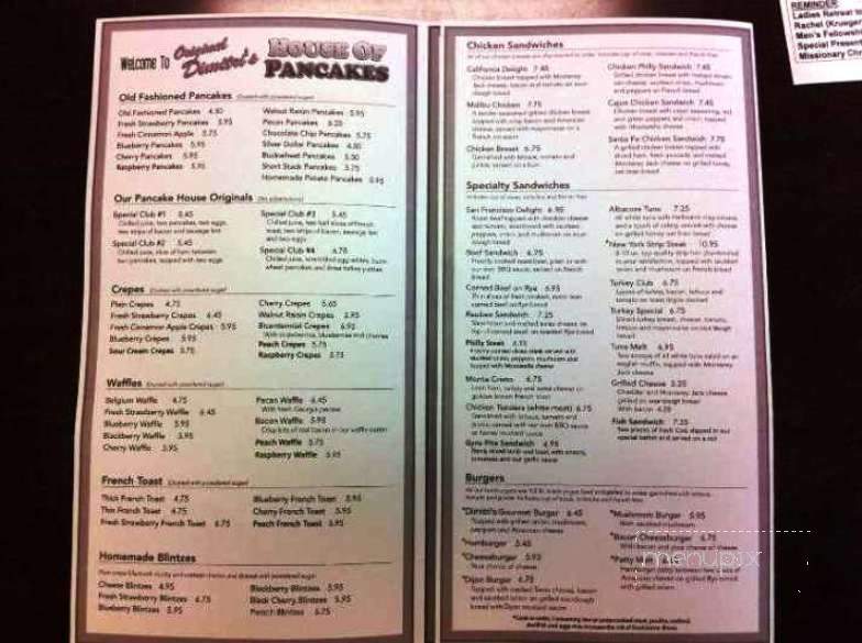 Original Dimitri's House Of Pancakes - Clinton Township, MI menu_pic