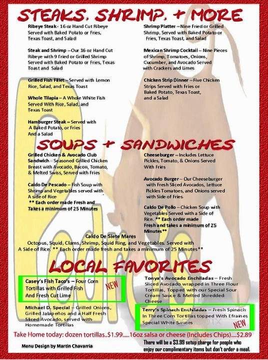 Pedro's Mexican Food - Elk City, OK menu_pic