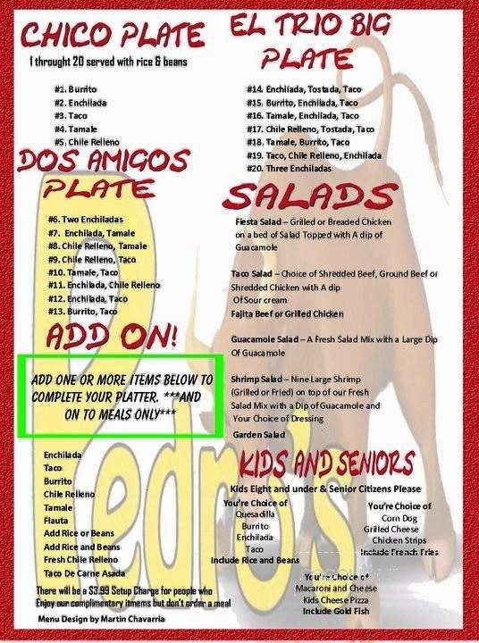Pedro's Mexican Food - Elk City, OK menu_pic