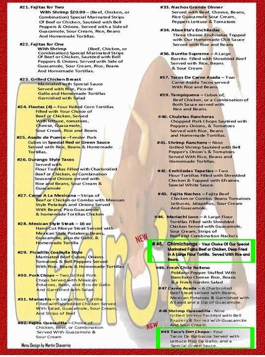Pedro's Mexican Food - Elk City, OK menu_pic