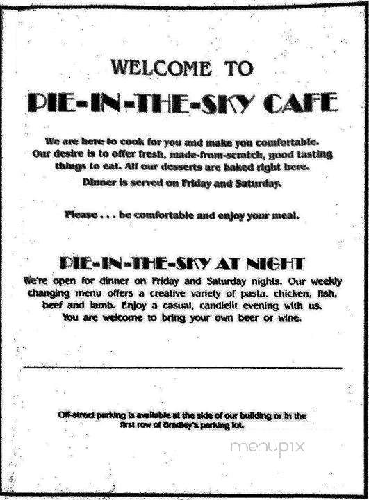Pie In The Sky Cafe - Erie, PA menu_pic