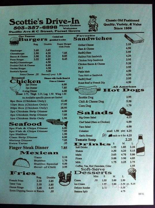Scottie's Drive In - Forest Grove, OR menu_pic