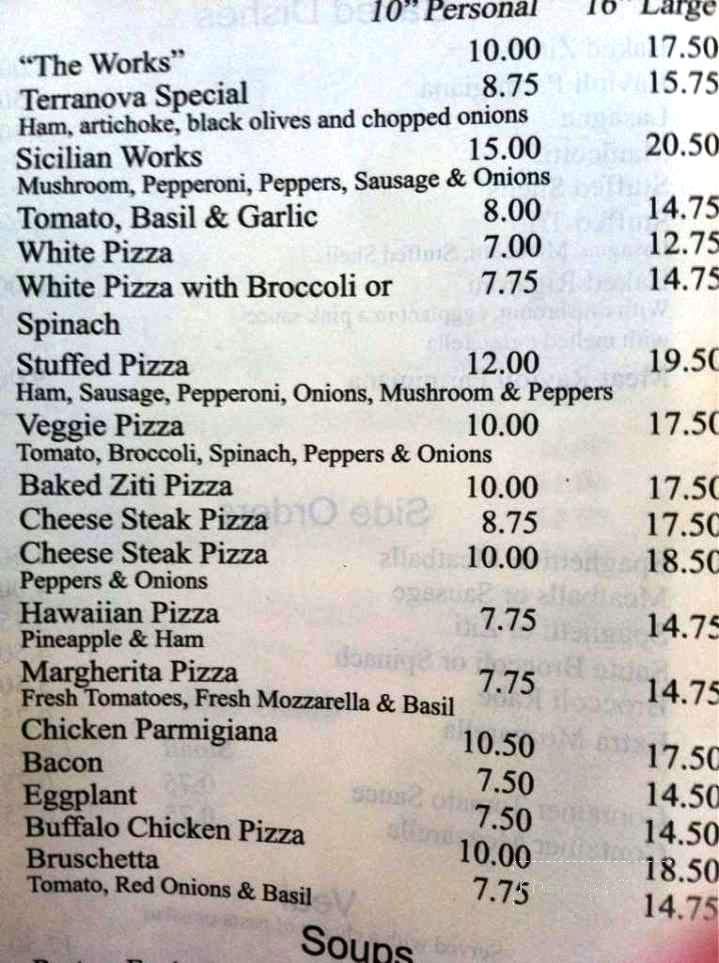 Menu of Terranova Pizzaria & Trattoria in Allamuchy, NJ 07820