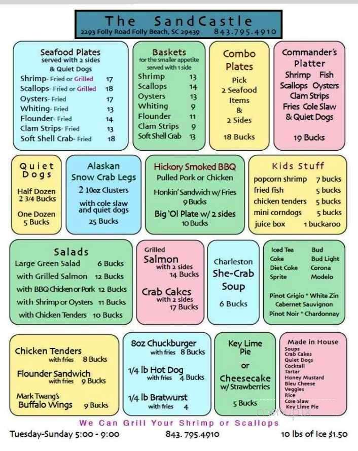 The Sand Castle - Folly Beach, SC menu_pic