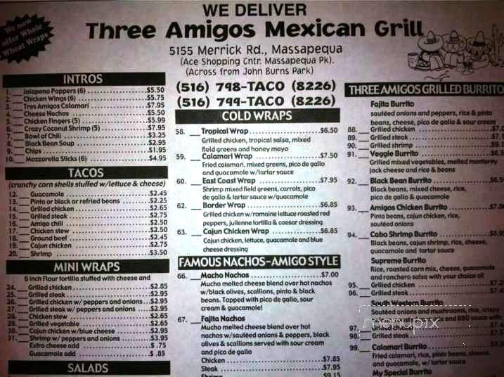 Three Amigo's Mexican Grill - Massapequa, NY menu_pic