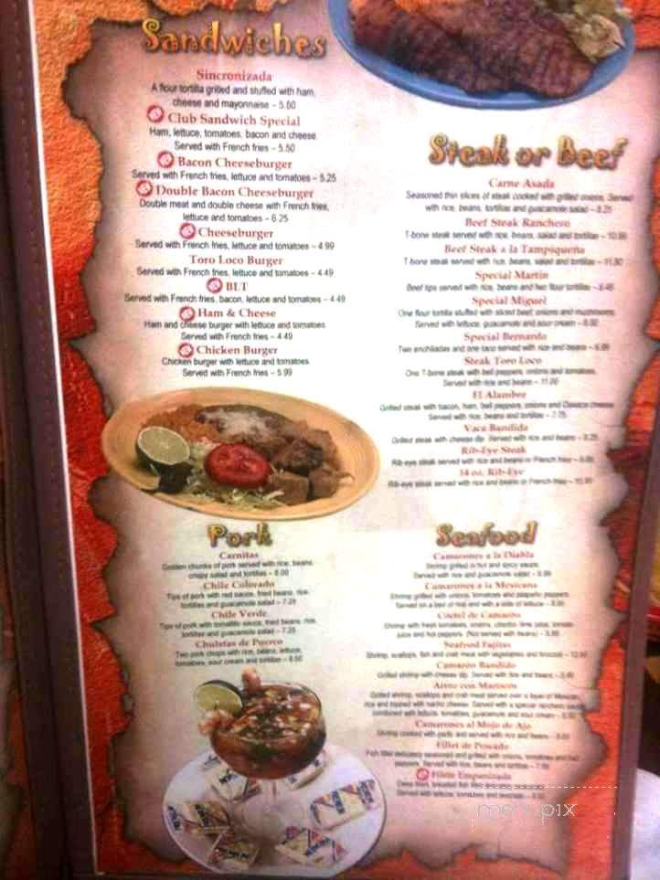 Toro Loco Mexican Food - Portsmouth, OH menu_pic