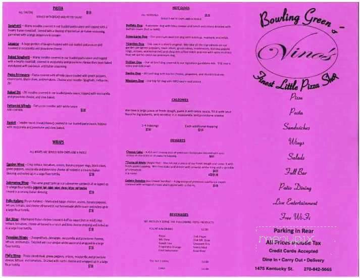 Vino's - Bowling Green, KY menu_pic