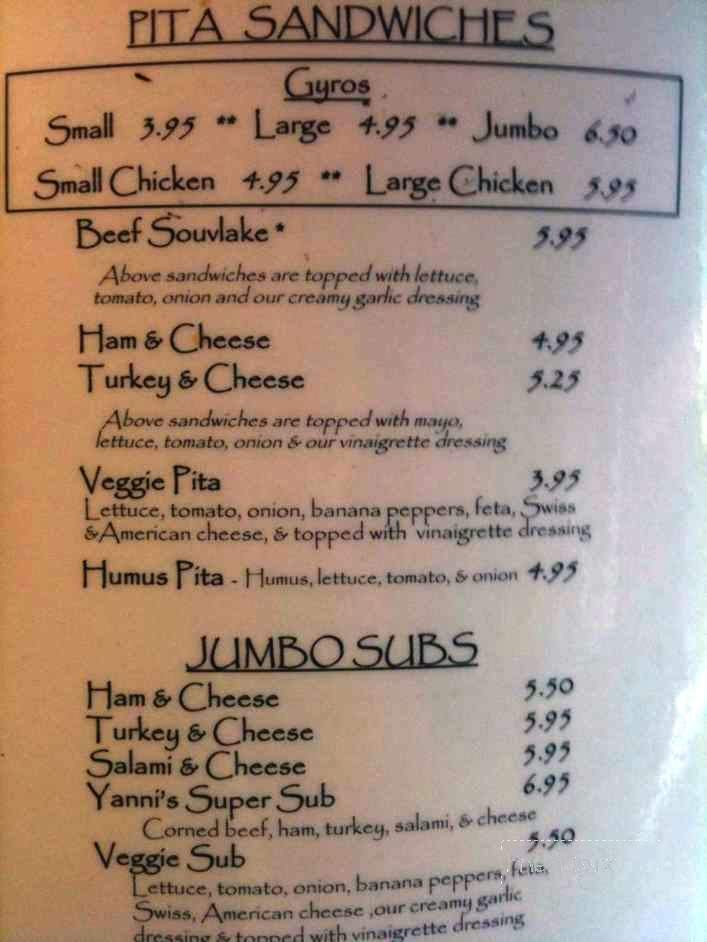 Yannis Greek Restaurant - Columbus, OH menu_pic