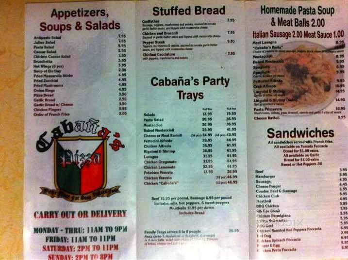 Cabanas pizza - Joliet, IL menu_pic