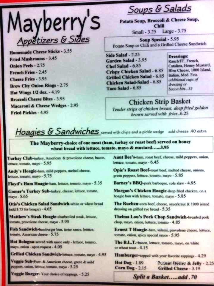 Mayberry's - Hurricane, WV menu_pic