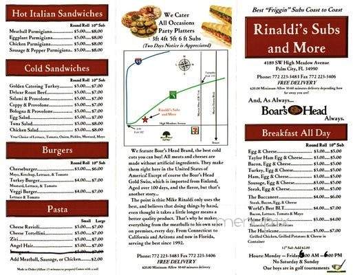 Rinaldi's Subs and More - Palm City, FL menu_pic