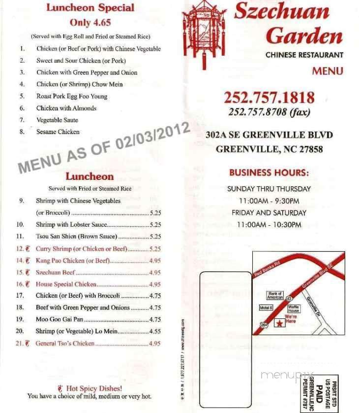 Online Menu Of Szechuan Garden Greenville Nc