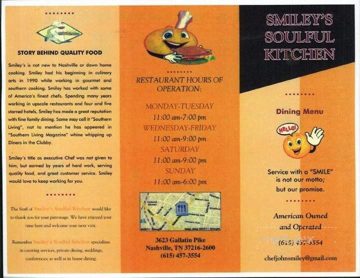Smiley's Soulful Kitchen - Nashville, TN menu_pic