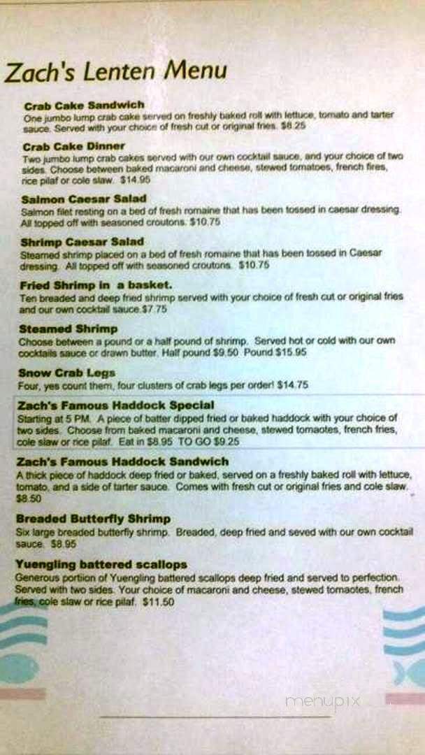 Zach's Sports & Spirits - Altoona, PA menu_pic