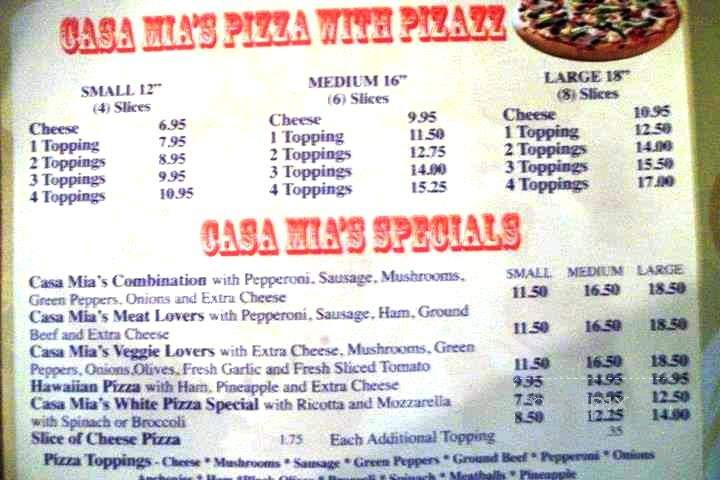 Casa Mia's Pizza & Italian Family Restaurant - Littleton, NC menu_pic