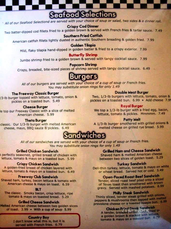 Freeway Cafe 2 - Tulsa, OK menu_pic