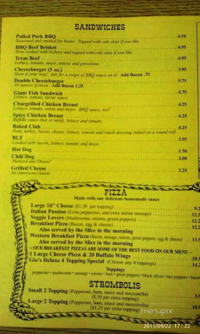 Gio's BBQ - Clearfield, PA menu_pic