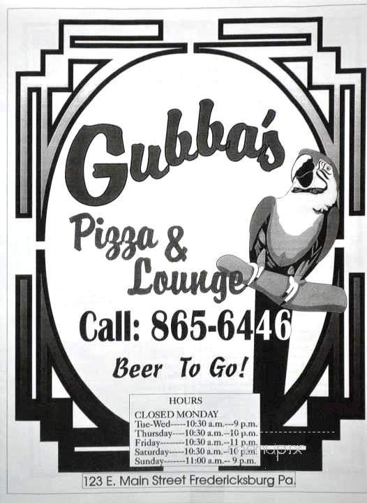 Gubba's - Fredericksburg, PA menu_pic