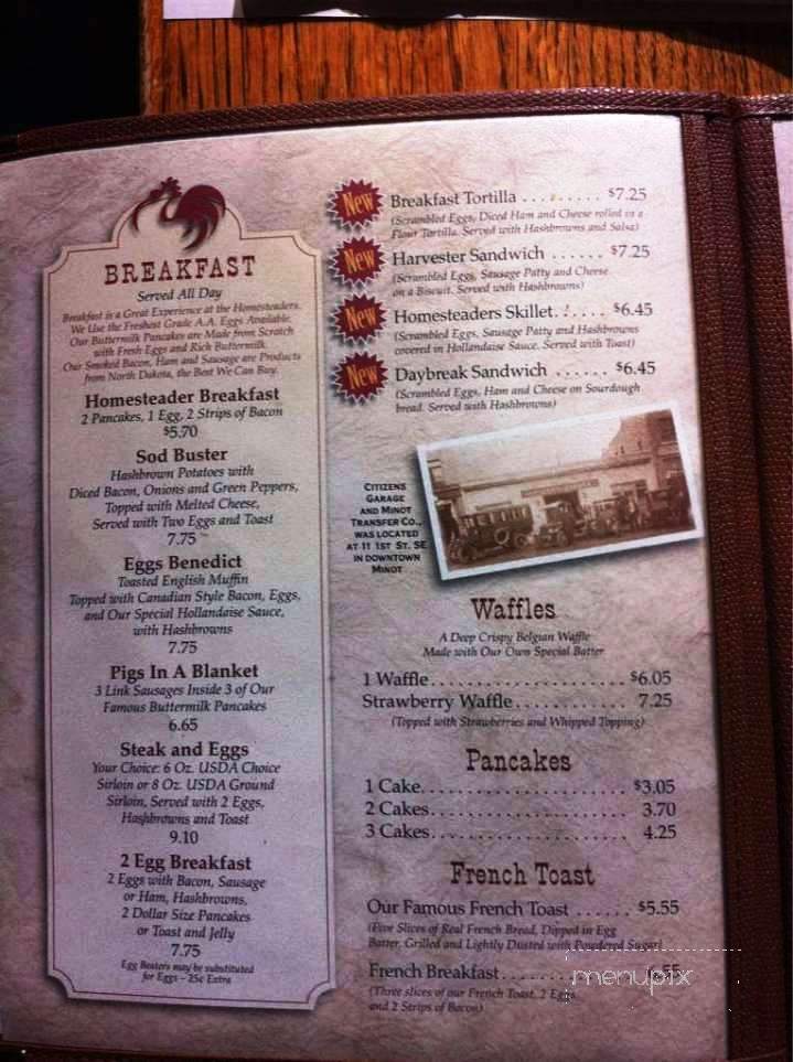 Homesteaders Restaurant - Minot, ND menu_pic