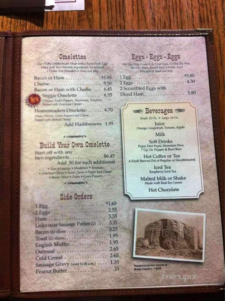 Homesteaders Restaurant - Minot, ND menu_pic