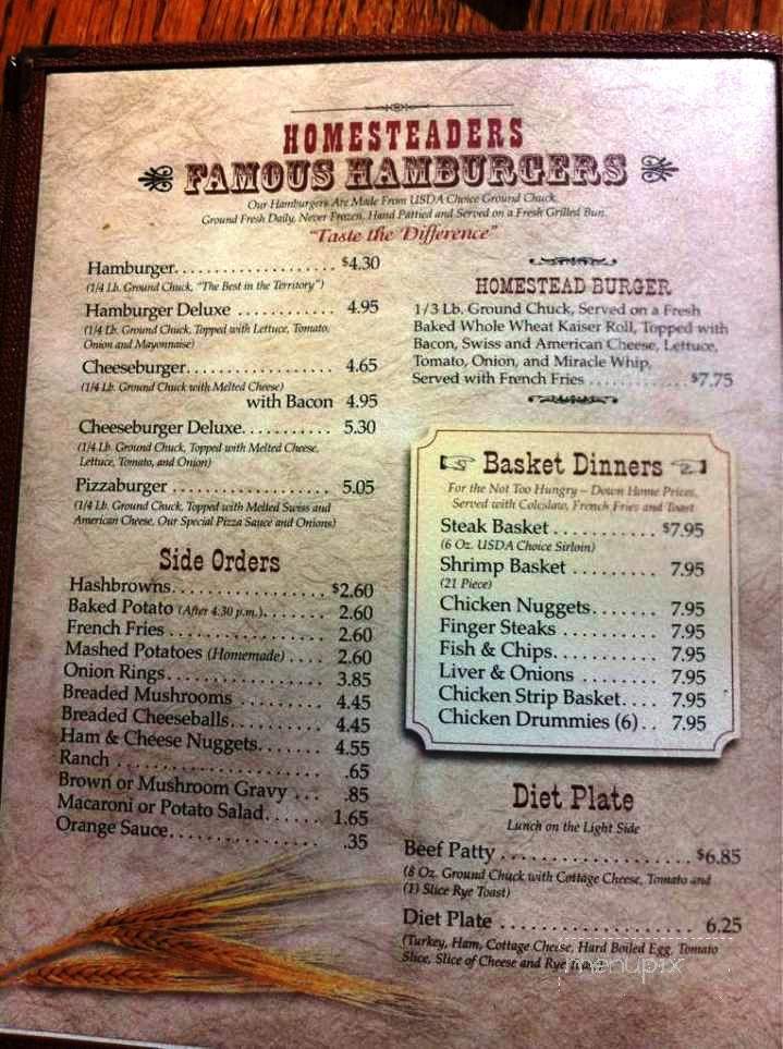 Homesteaders Restaurant - Minot, ND menu_pic