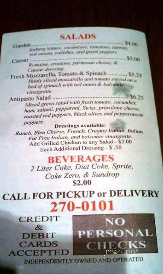 Pizzas 2u - Hampstead, NC menu_pic