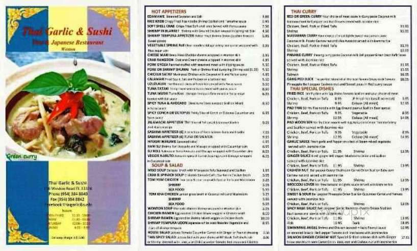 Thai Garlic & Sushi - Weston, FL menu_pic