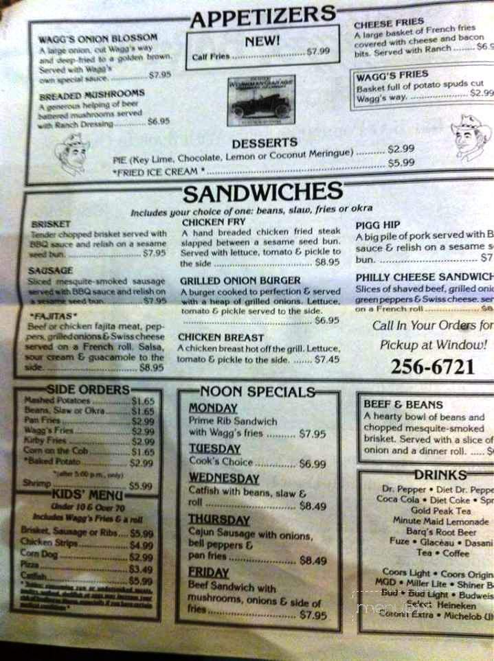 Wagg's Bar-B-Q To Go - Woodward, OK menu_pic