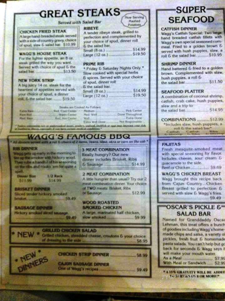 Wagg's Bar-B-Q To Go - Woodward, OK menu_pic