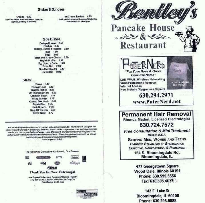 Bentley's Pancake House & Restaurant - Bloomingdale, IL menu_pic