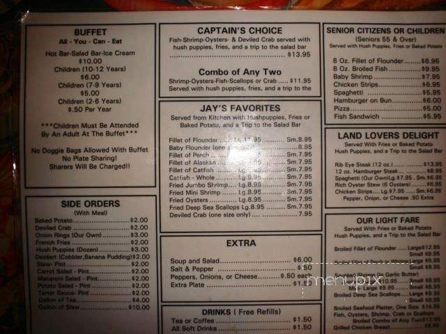 Jay's Seafood Restaurant - Albemarle, NC menu_pic
