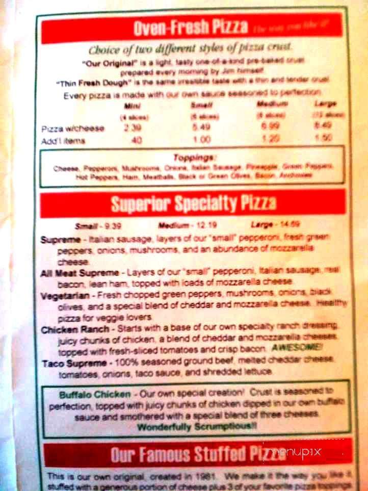 Jim & Sue's Pizza - Albion, PA menu_pic