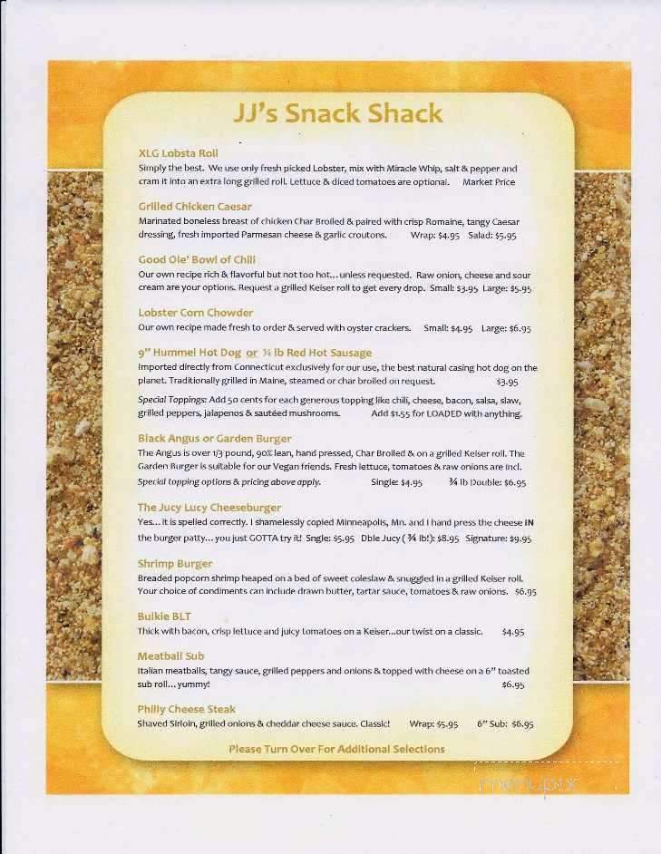 JJ's Snack Shack - Rockport, ME menu_pic