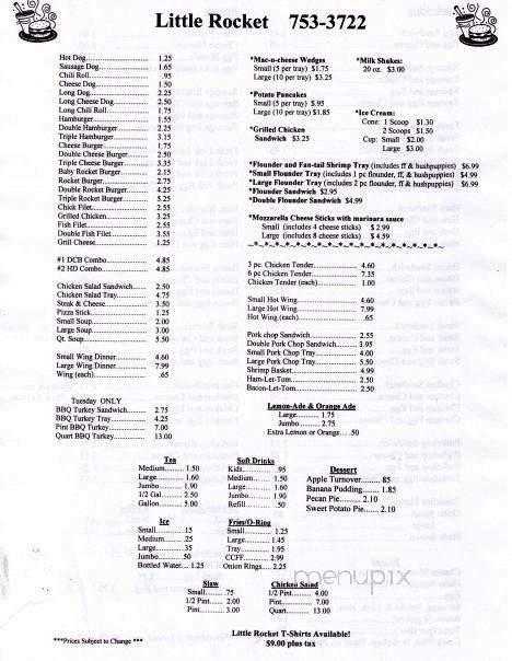 Little Rocket - Farmville, NC menu_pic