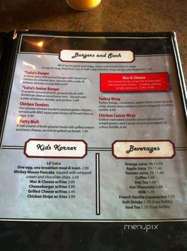 LuLu's Diner - Lima, OH menu_pic