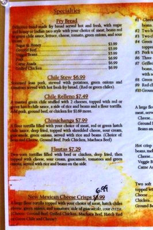 New Mexican Grill - Gilbert, AZ menu_pic