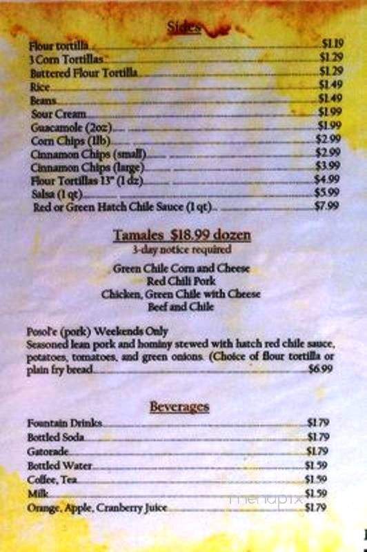 New Mexican Grill - Gilbert, AZ menu_pic