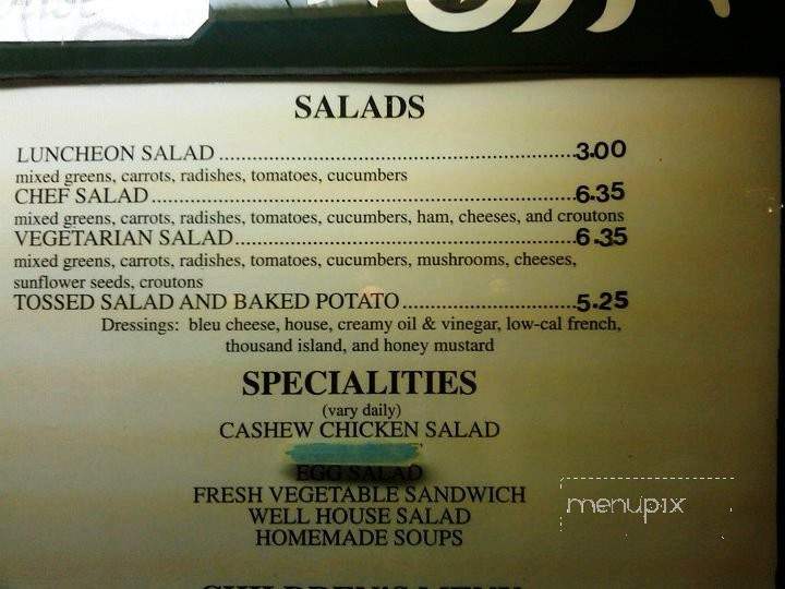 Well House - Dillsboro, NC menu_pic