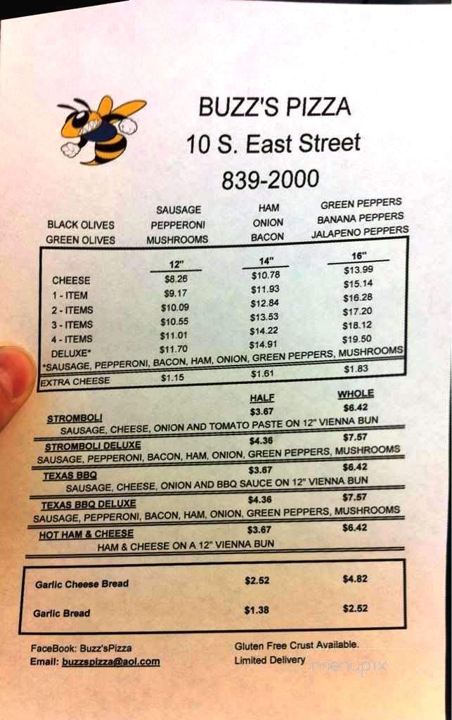 Buzz's Pizza - Plainfield, IN menu_pic