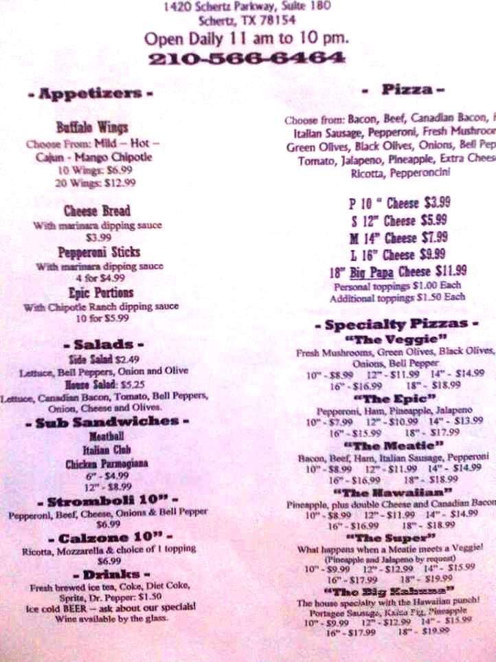Big Papa's - Schertz, TX menu_pic