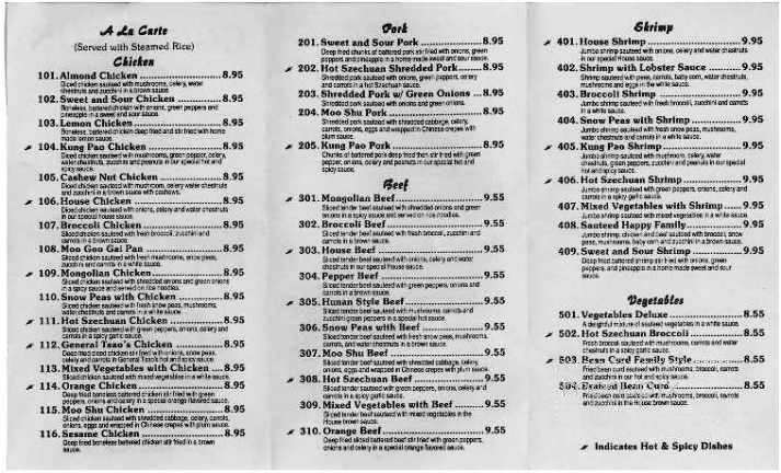 China Sun Restaurant - Mckinney, TX menu_pic