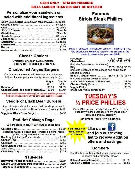 Standing Room Only - Kenosha, WI menu_pic
