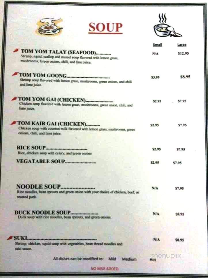 Thai Hut - Glendale, CA menu_pic