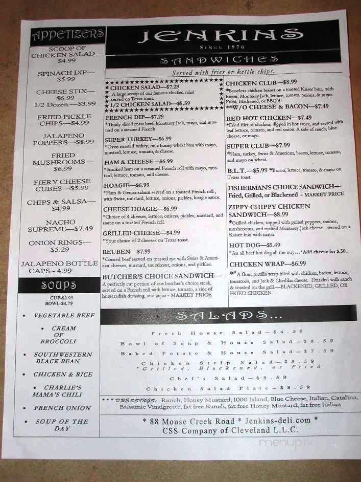 Jenkins Deli - Cleveland, TN menu_pic