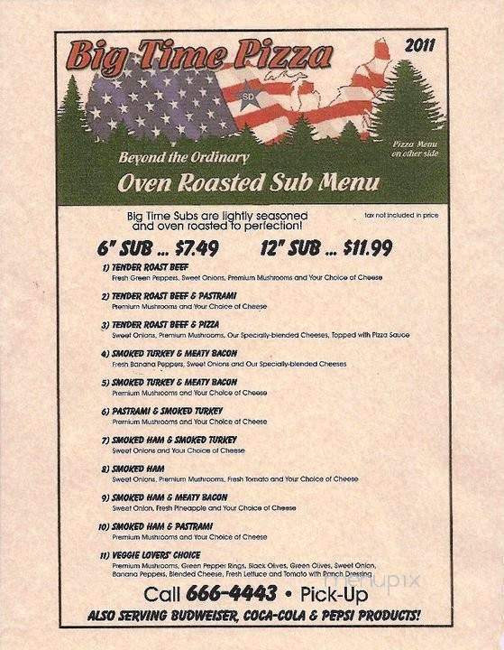 Big Time Pizza - Keystone, SD menu_pic