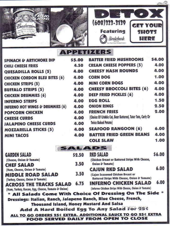 DETOX Bar and Grill - Arcadia, WI menu_pic
