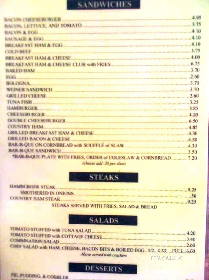 Wendell Smith Restaurant - Nashville, TN menu_pic
