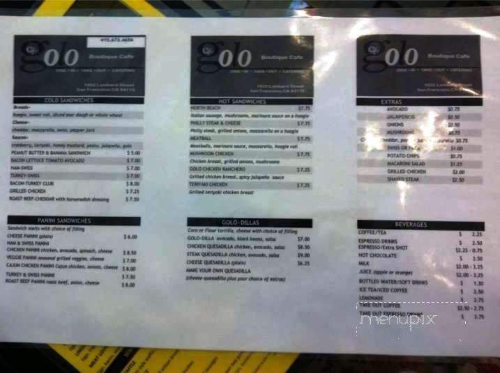 Cafe Golo - San Francisco, CA menu_pic