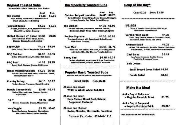 Gene's Deli - Portland, OR menu_pic